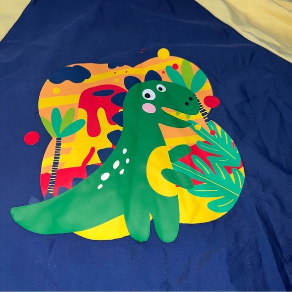 Sloosh Boys Swim Beach Shirt Rash Guard Tropical Dinosaur Size 8/9T - Picture 2 of 5